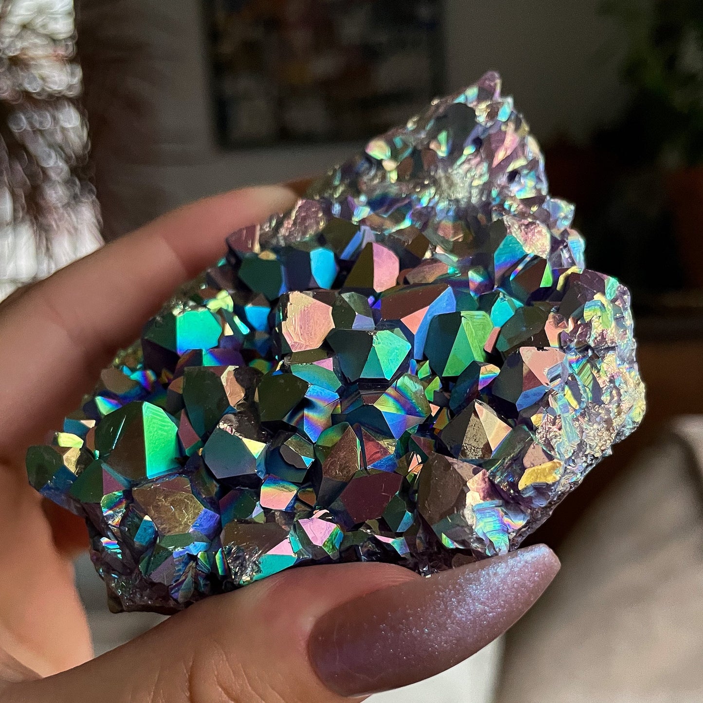 Rainbow Aura Amethyst Cluster