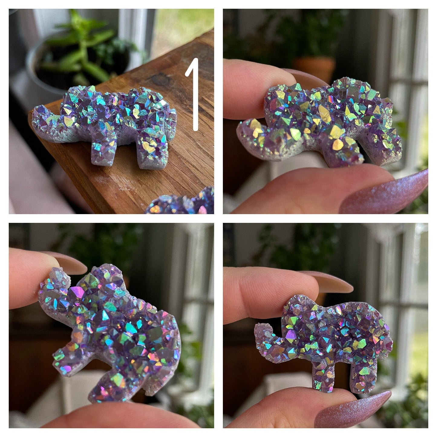 Rainbow Aura Amethyst Elephant