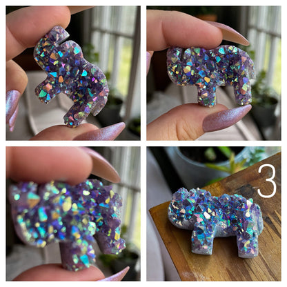 Rainbow Aura Amethyst Elephant