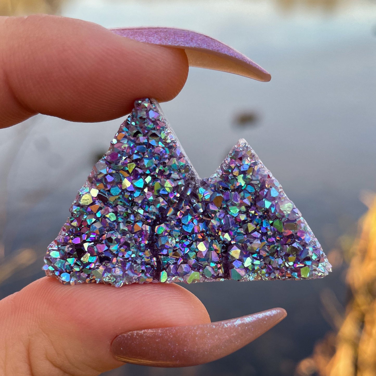 Rainbow Aura Amethyst Mountain