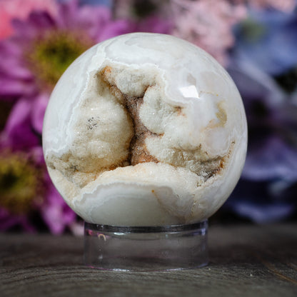 Druzy Snow Plume Agate Sphere