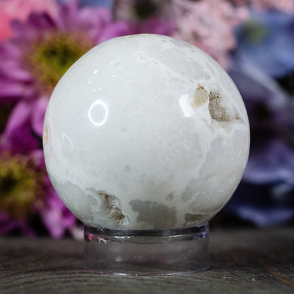 Druzy Snow Plume Agate Sphere