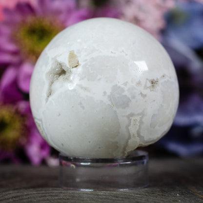 Druzy Snow Plume Agate Sphere