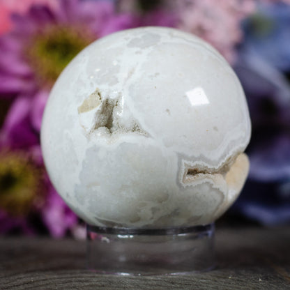 Druzy Snow Plume Agate Sphere