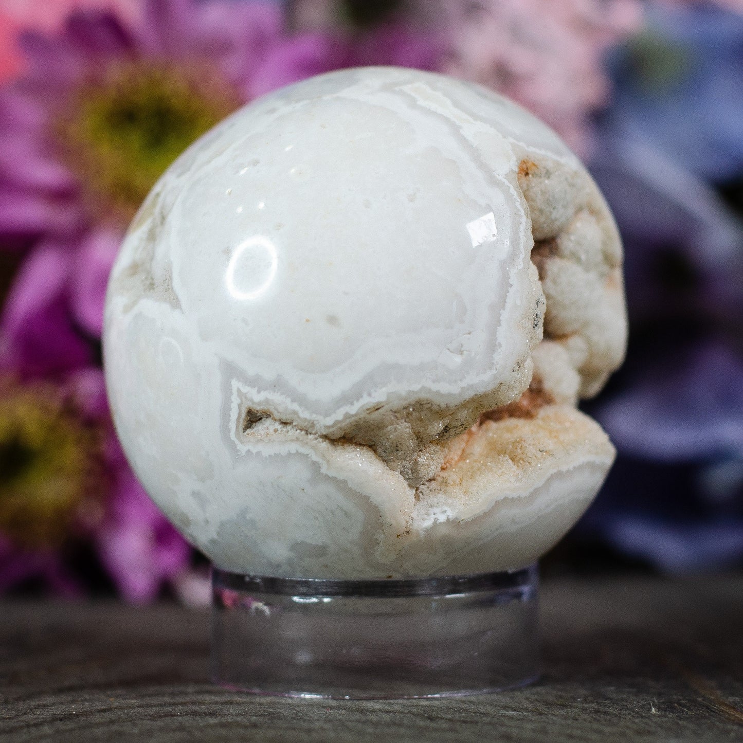 Druzy Snow Plume Agate Sphere