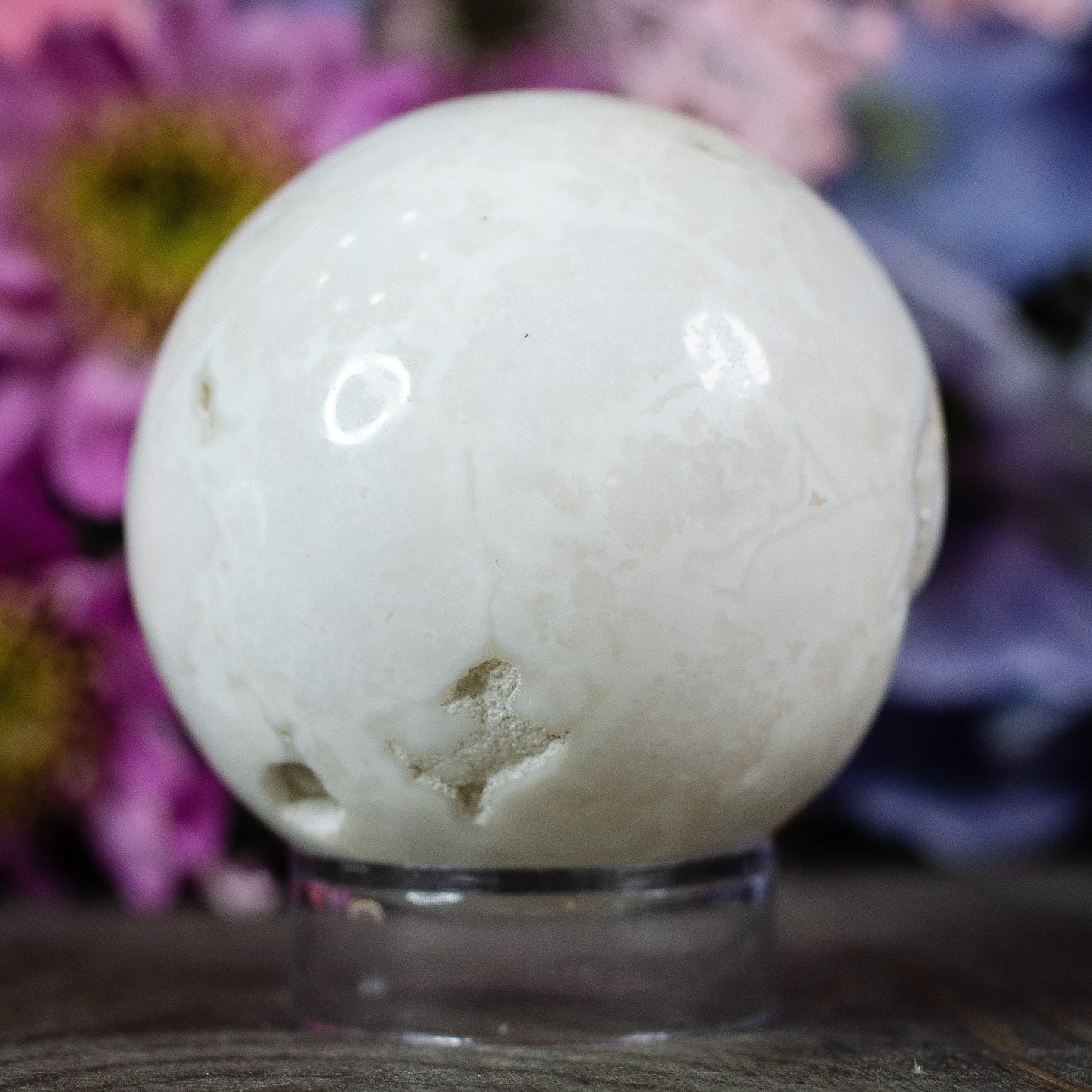 Druzy Snow Plume Agate Sphere