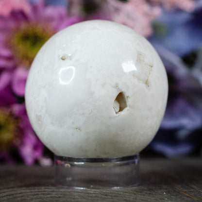 Druzy Snow Plume Agate Sphere