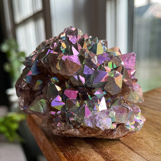 Rainbow Aura Spirit Quartz Cluster