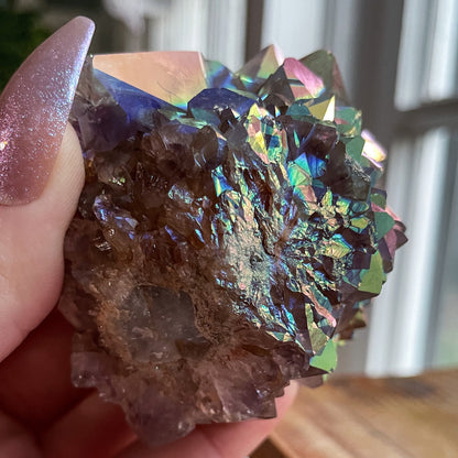Rainbow Aura Spirit Quartz Cluster