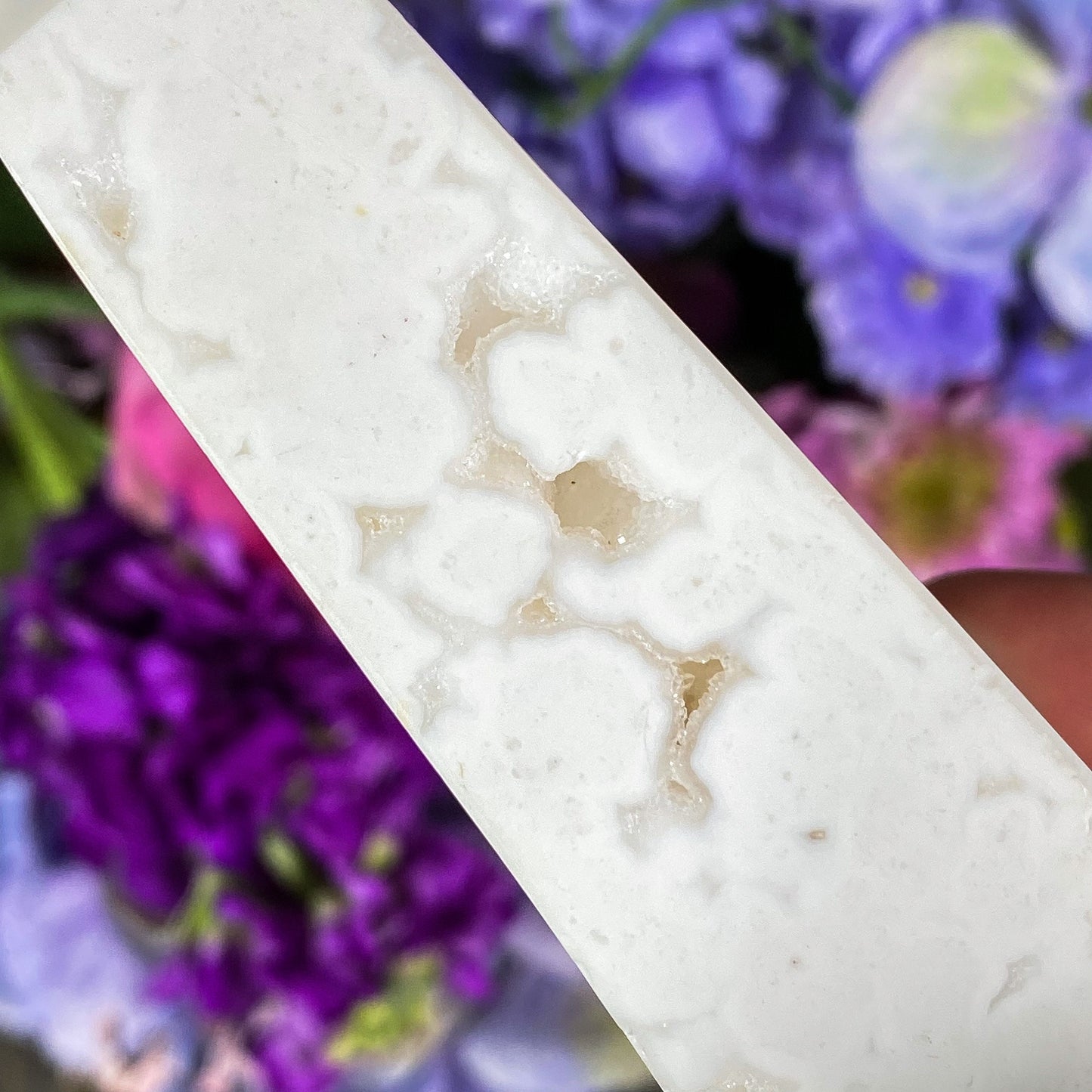 Druzy Snow Plume Agate Pillar
