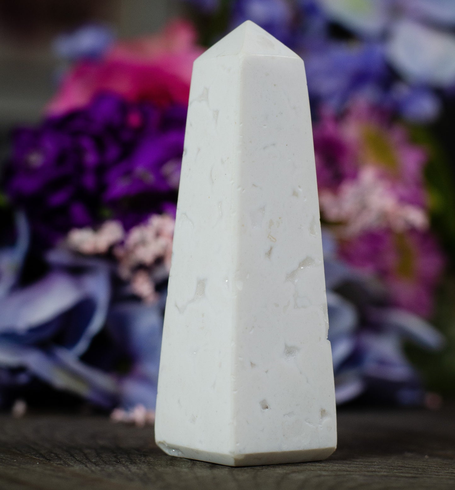 Druzy Snow Plume Agate Pillar