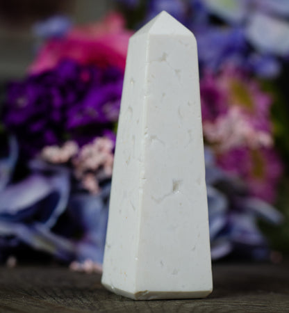 Druzy Snow Plume Agate Pillar