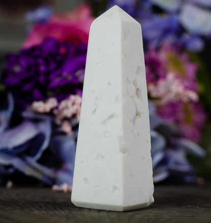 Druzy Snow Plume Agate Pillar
