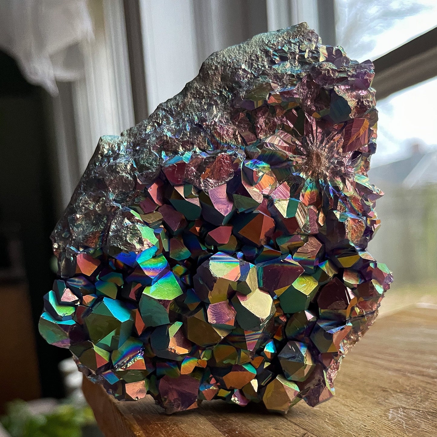 Rainbow Aura Amethyst Cluster