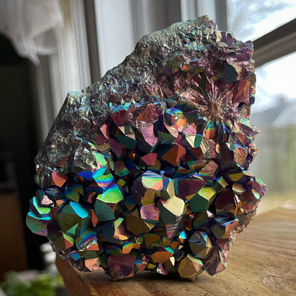 Rainbow Aura Amethyst Cluster