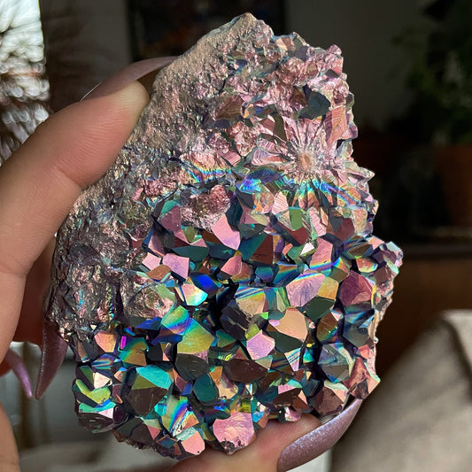 Rainbow Aura Amethyst Cluster