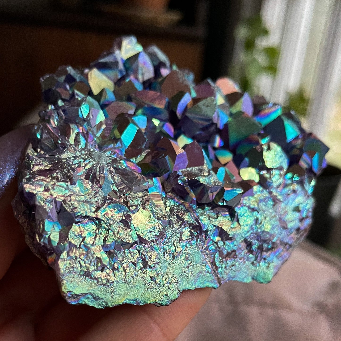 Rainbow Aura Amethyst Cluster