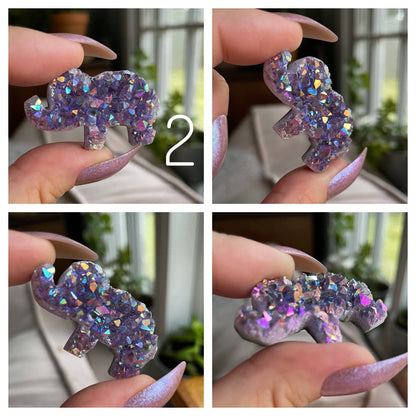 Rainbow Aura Amethyst Elephant