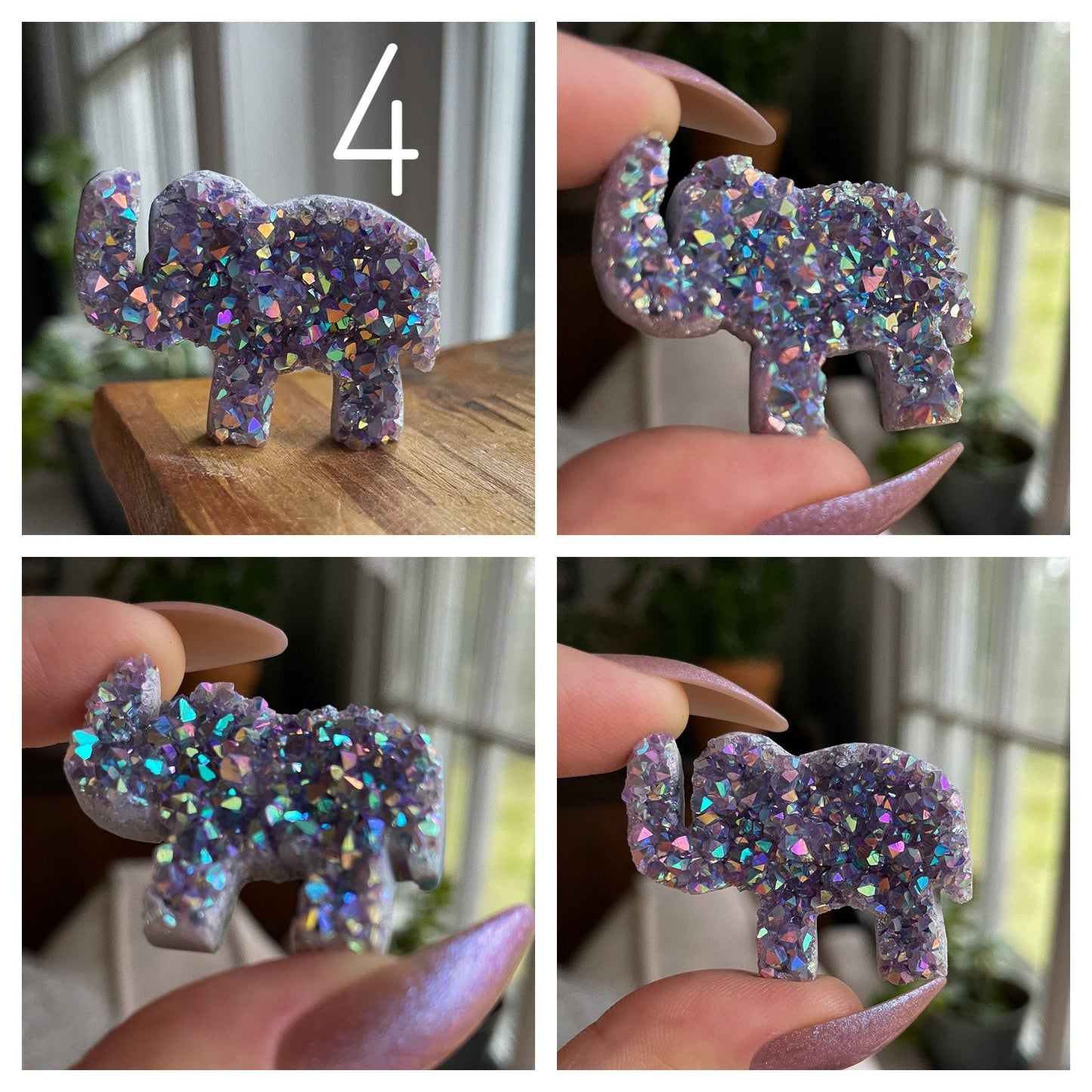 Rainbow Aura Amethyst Elephant