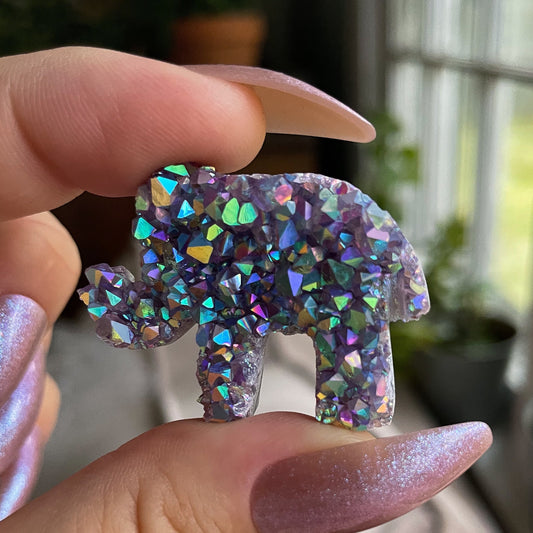 Rainbow Aura Amethyst Elephant