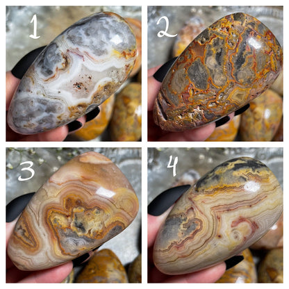Crazy Lace Agate Palm Stone