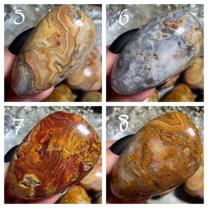 Crazy Lace Agate Palm Stone