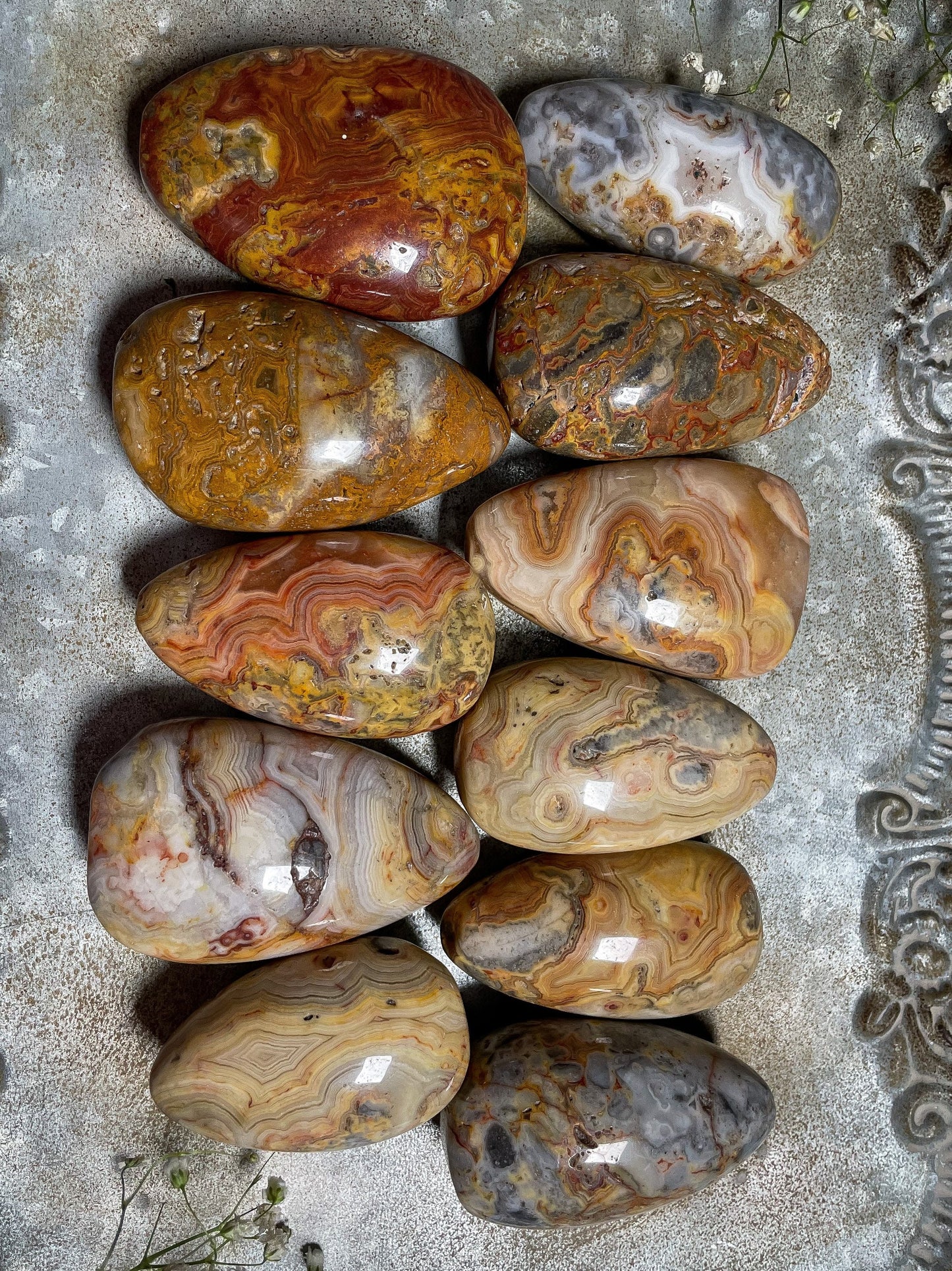 Crazy Lace Agate Palm Stone