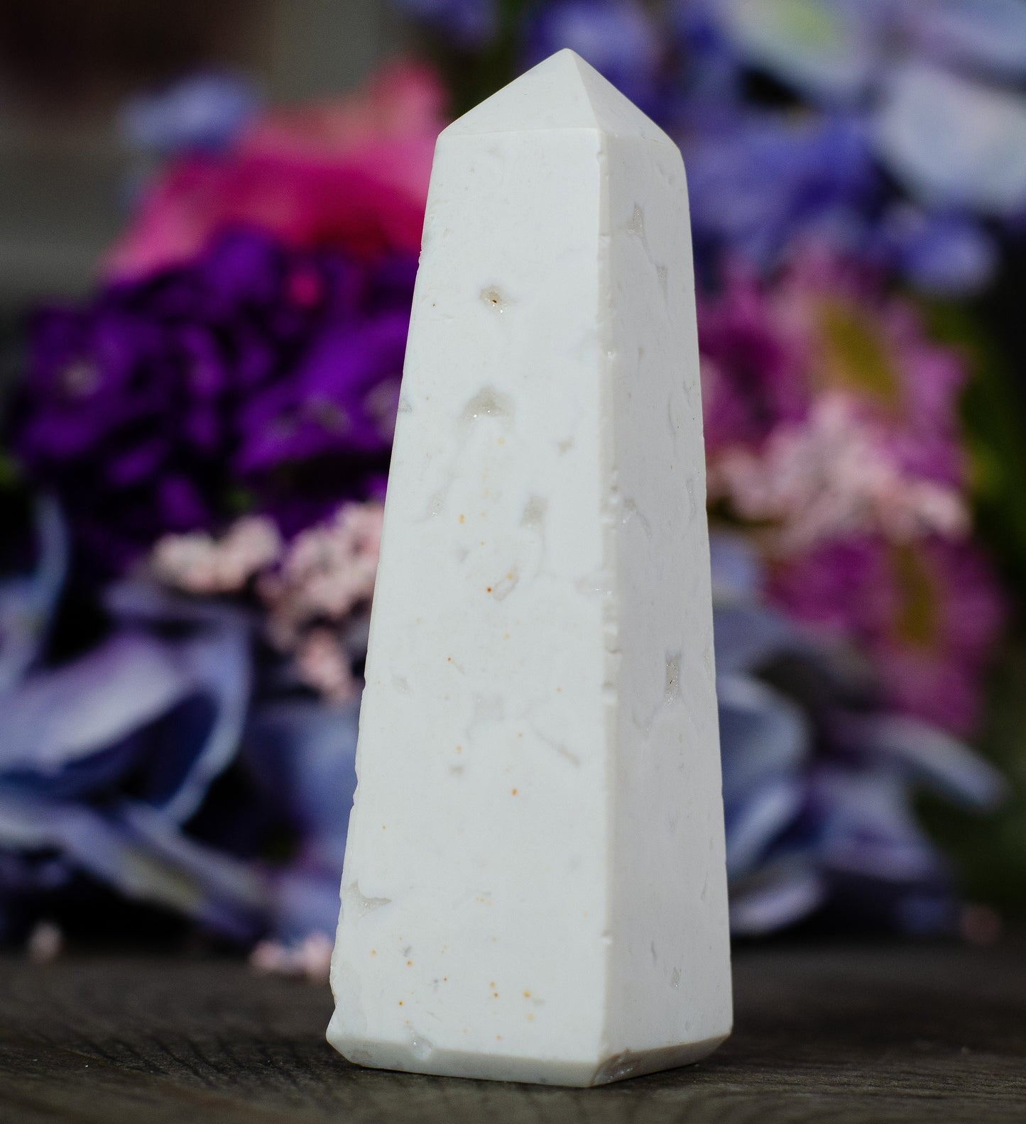 Druzy Snow Plume Agate Pillar