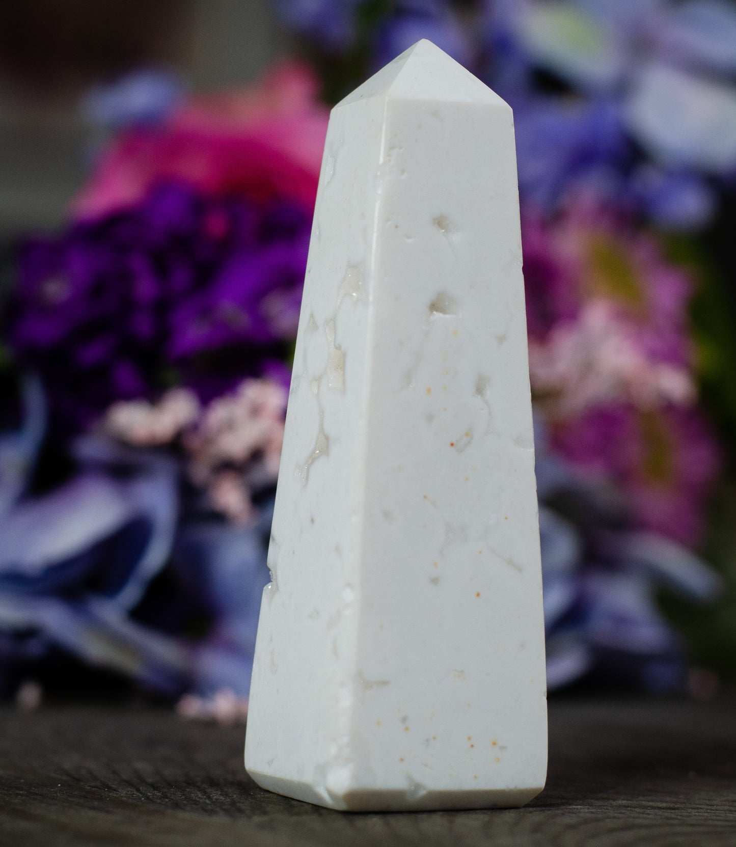 Druzy Snow Plume Agate Pillar