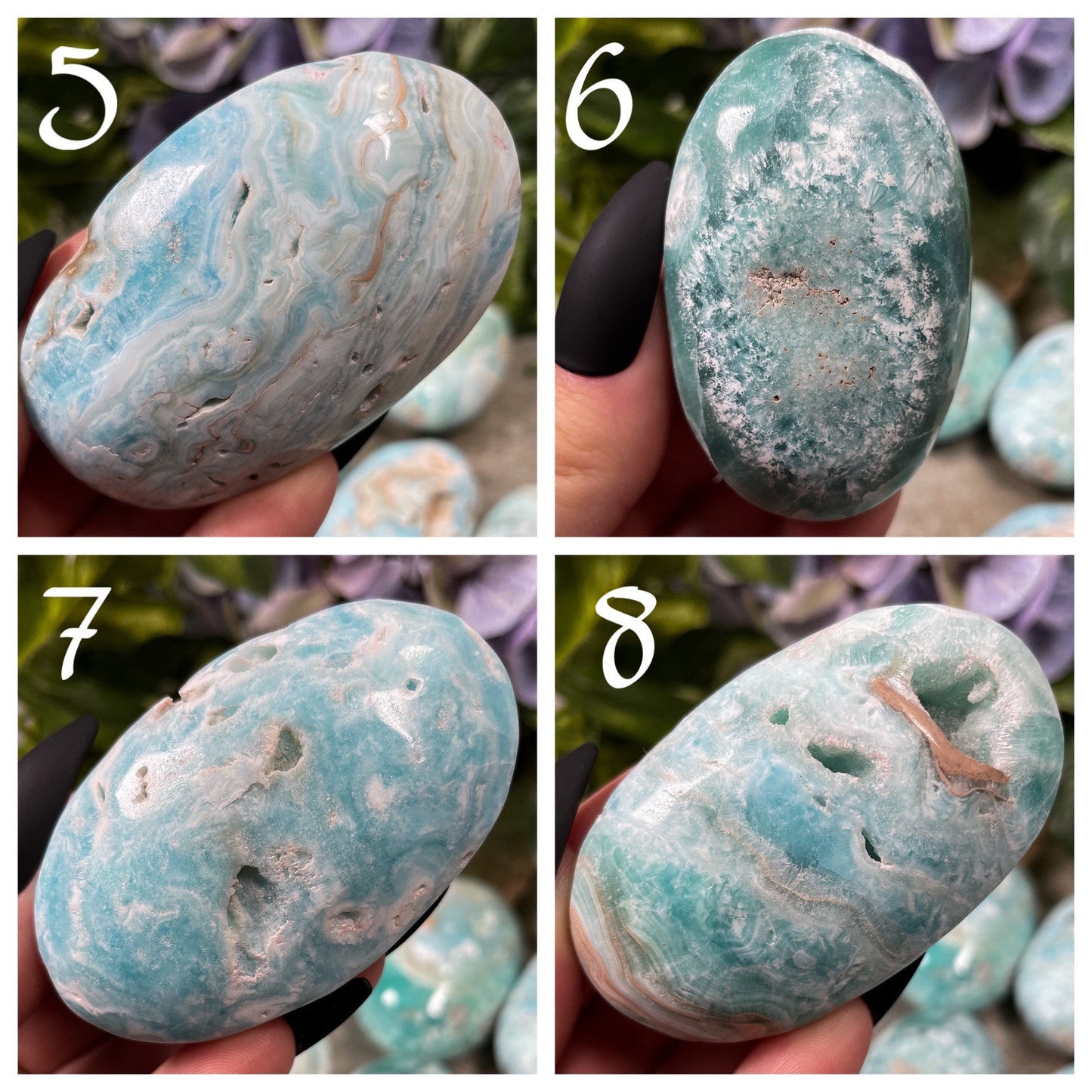 Blue Aragonite Calcite Palm Stone