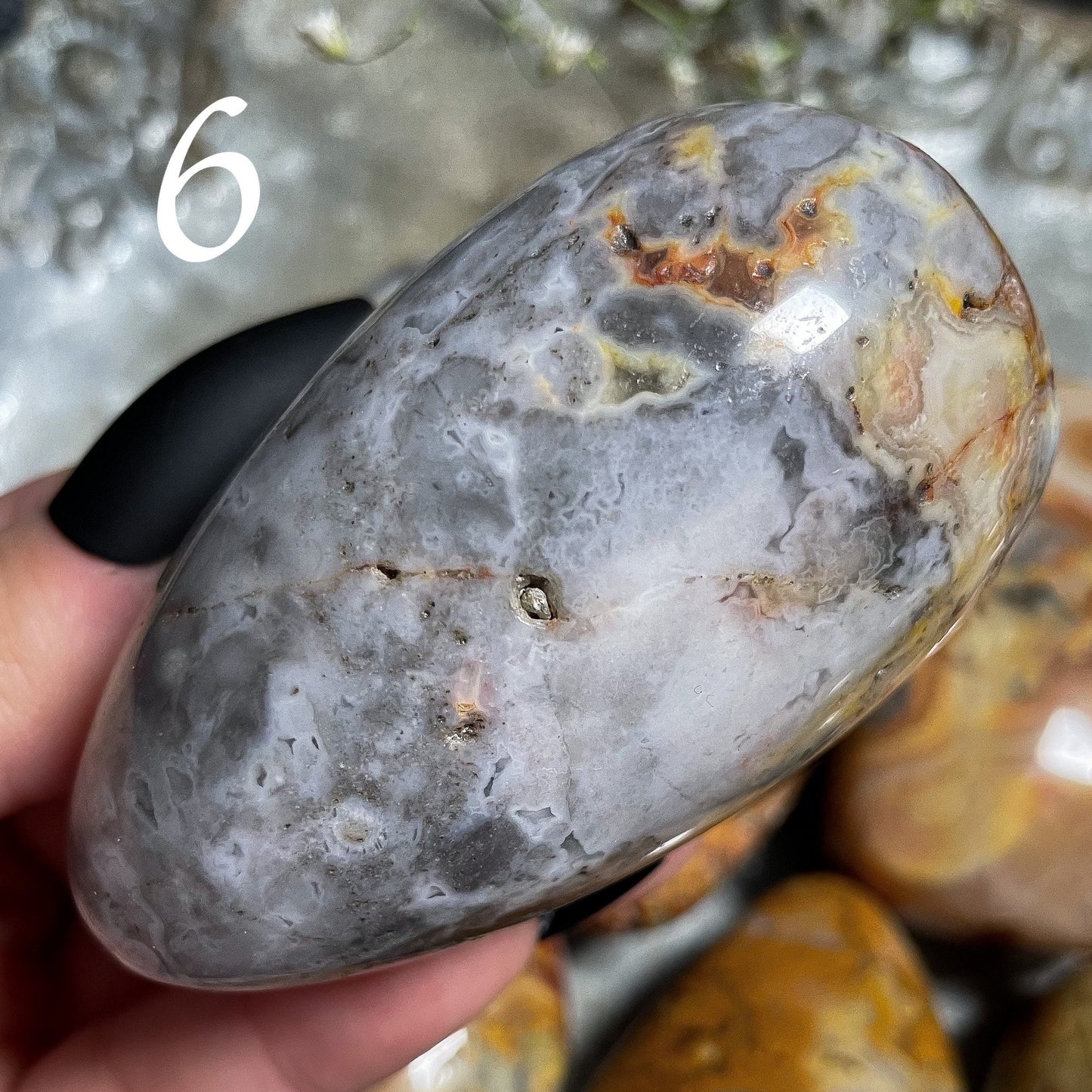 Crazy Lace Agate Palm Stone