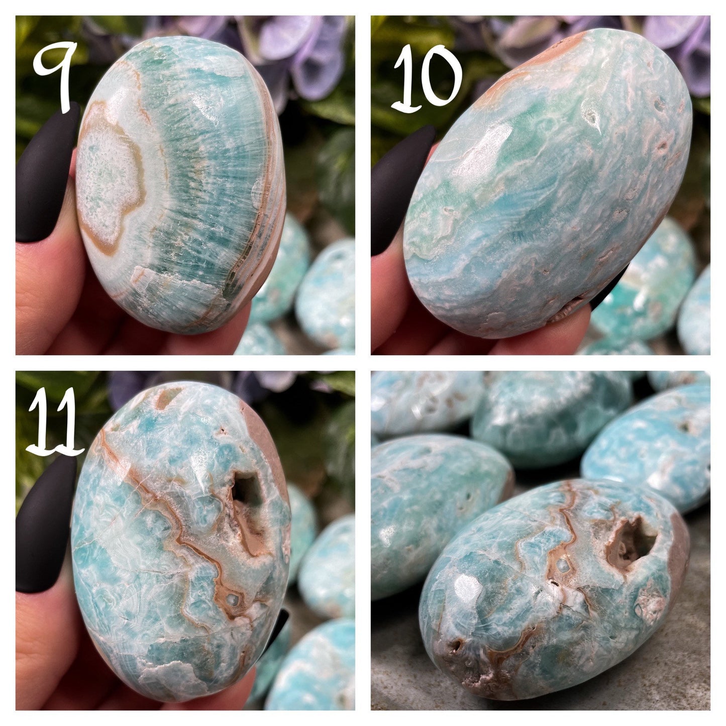 Blue Aragonite Calcite Palm Stone