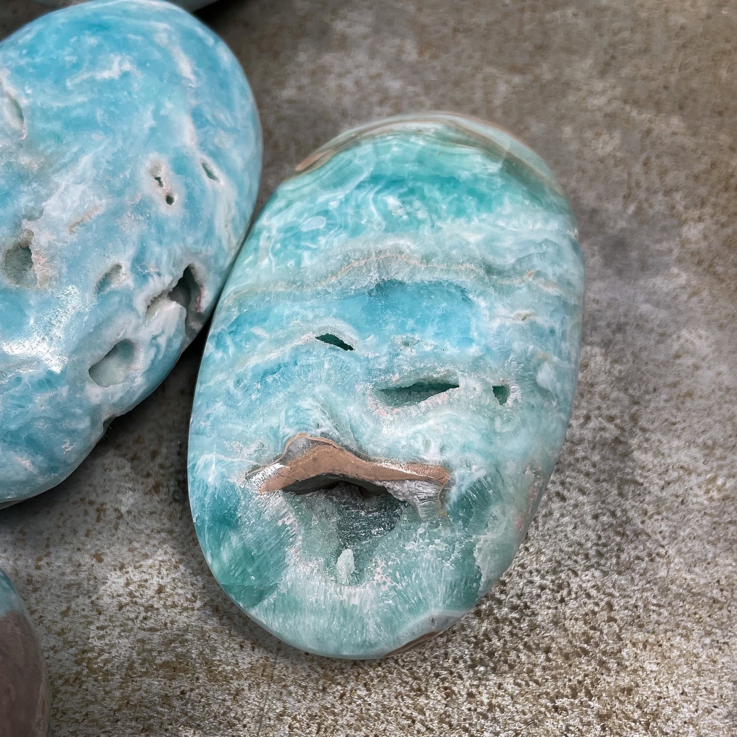 Blue Aragonite Calcite Palm Stone