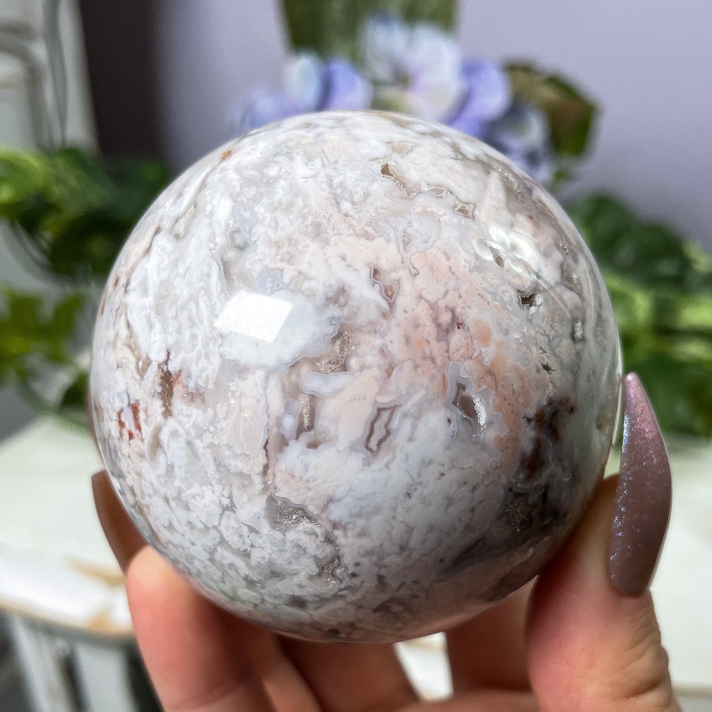 Flower Banded Agate Sphere