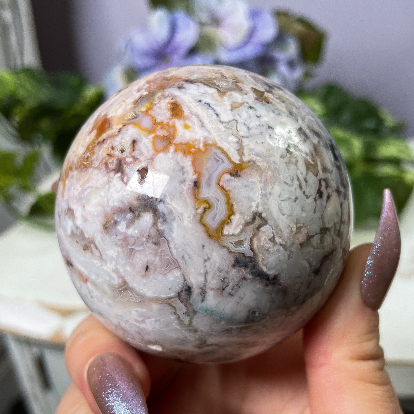 Flower Banded Agate Sphere