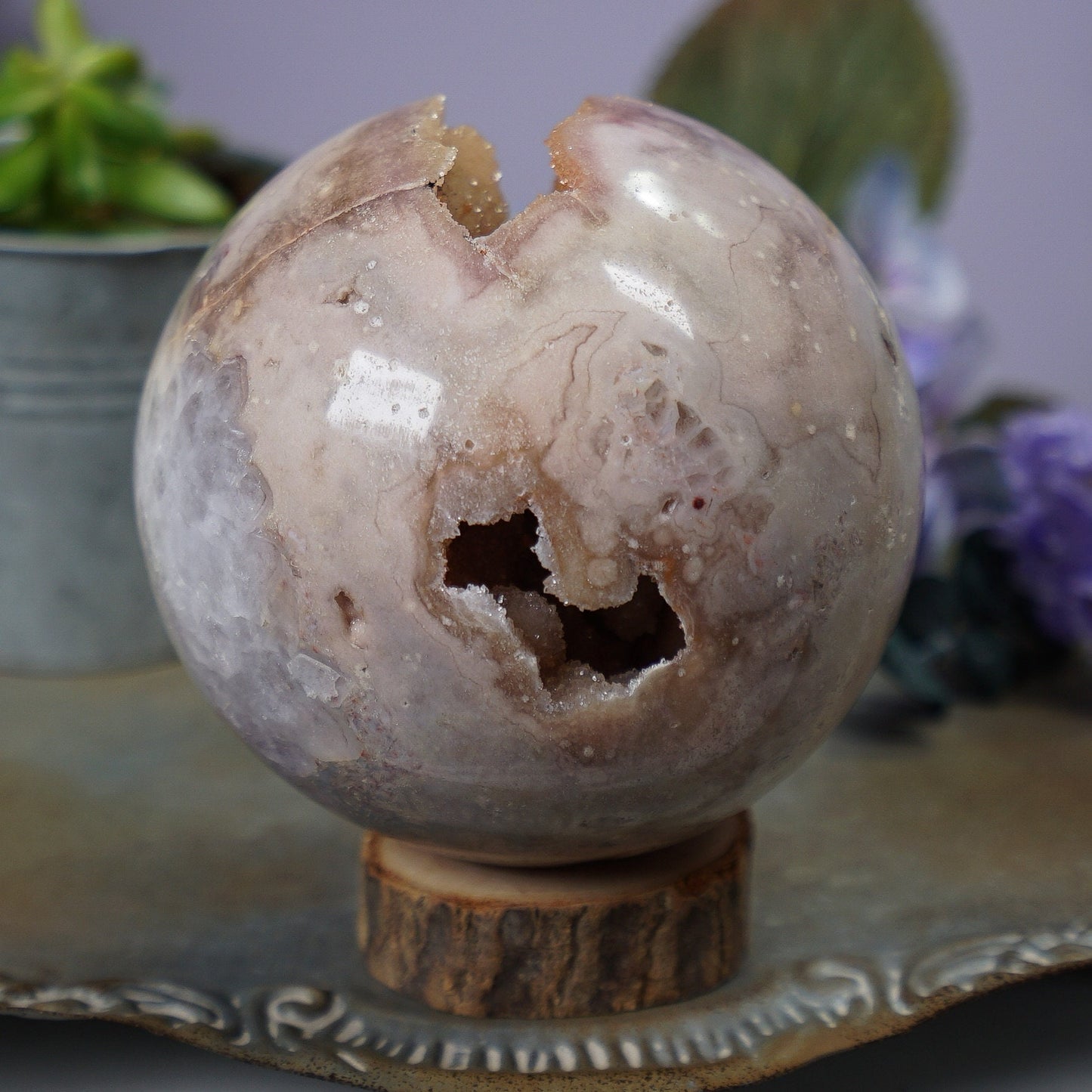 XL Druzy Pink Amethyst Sphere