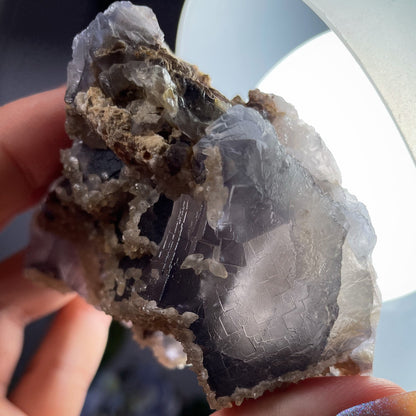 Raw Druzy Gray Blue Cubic Fluorite Cluster