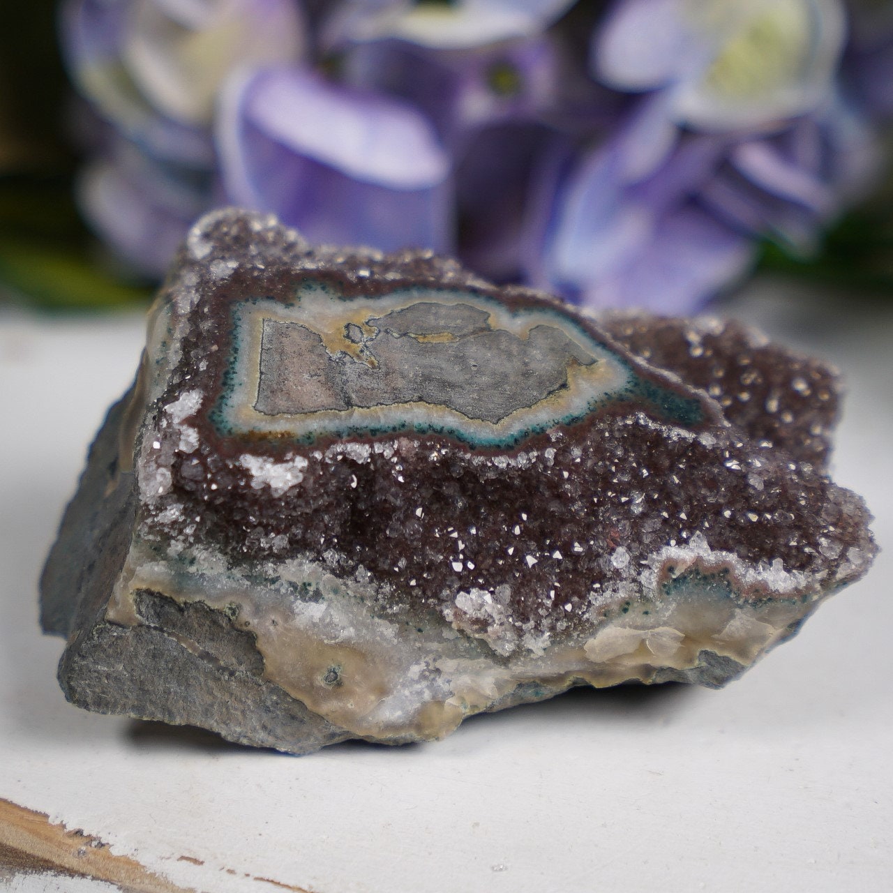 Teal Maroon Amethyst Eye