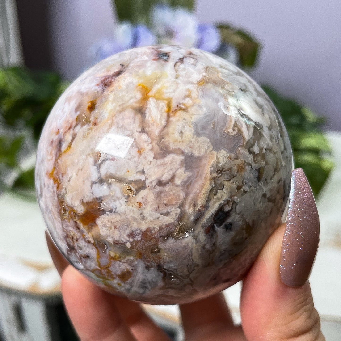 Flower Banded Agate Sphere