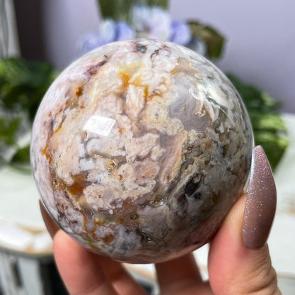 Flower Banded Agate Sphere