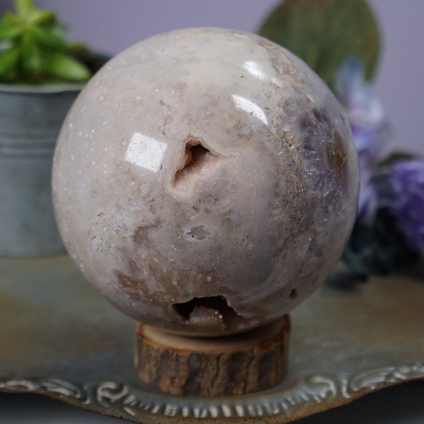 XL Druzy Pink Amethyst Sphere