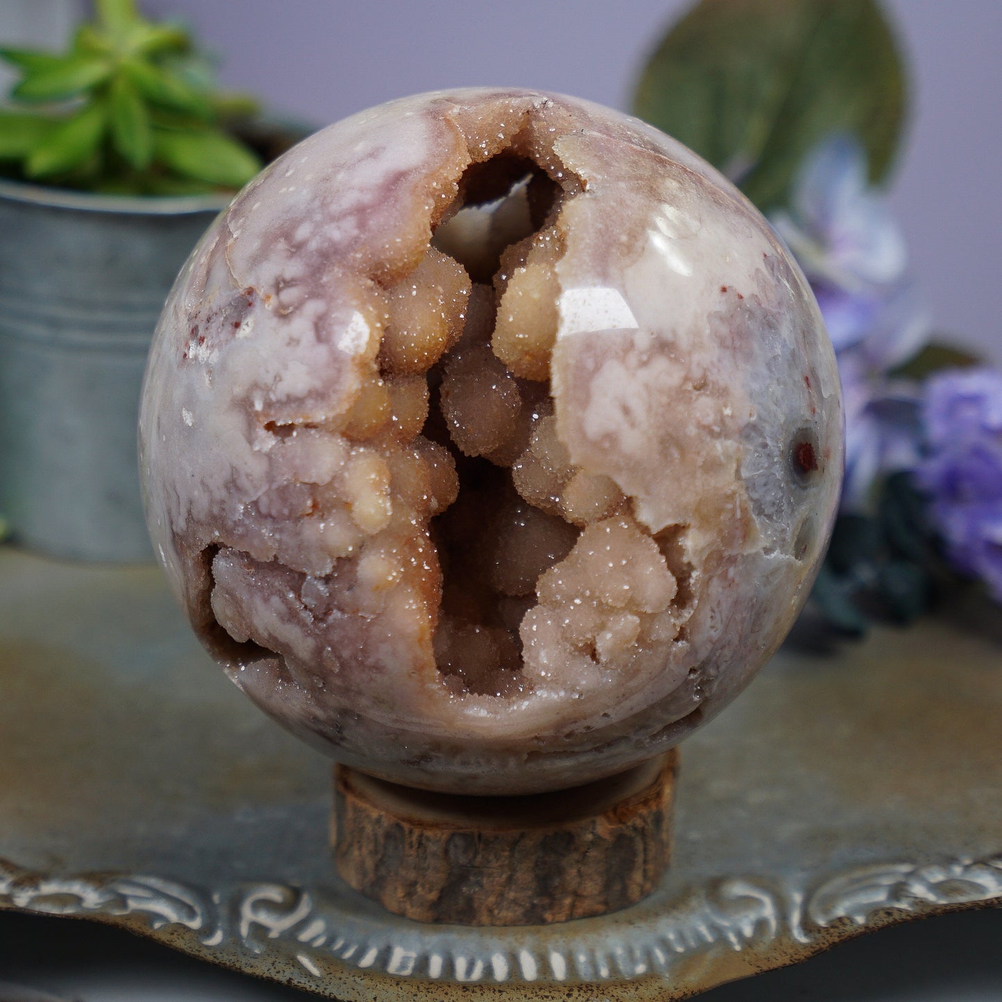 XL Druzy Pink Amethyst Sphere