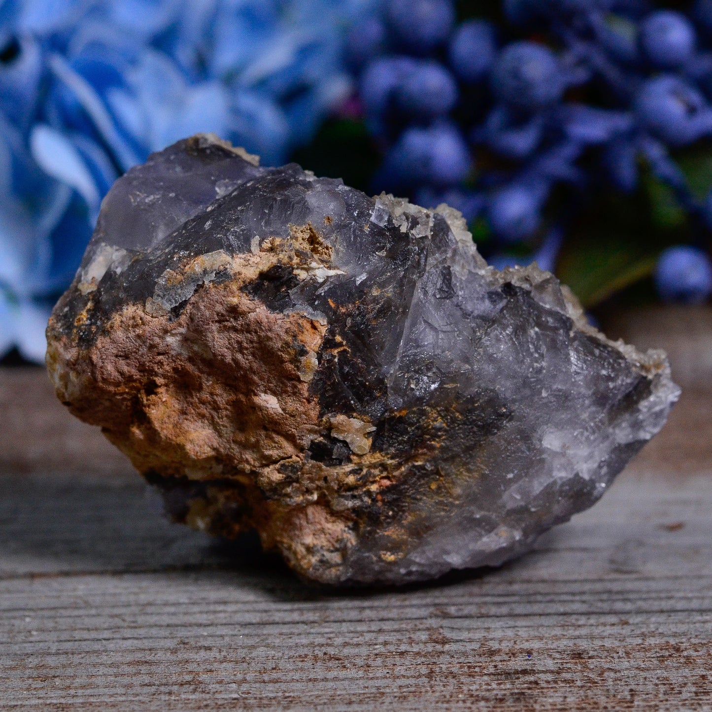 Raw Druzy Gray Blue Cubic Fluorite Cluster