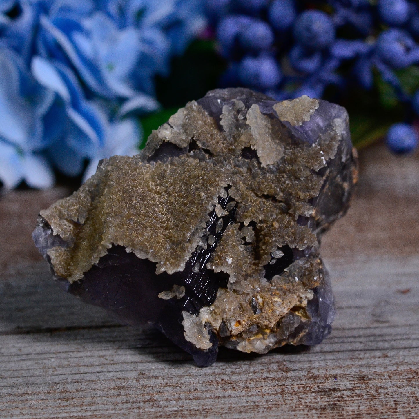 Raw Druzy Gray Blue Cubic Fluorite Cluster