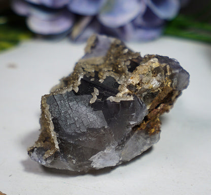 Raw Druzy Gray Blue Cubic Fluorite Cluster