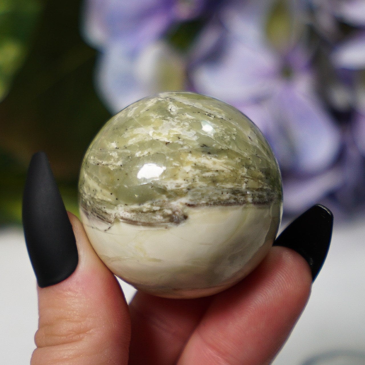 Pastel Green Serpentine Sphere