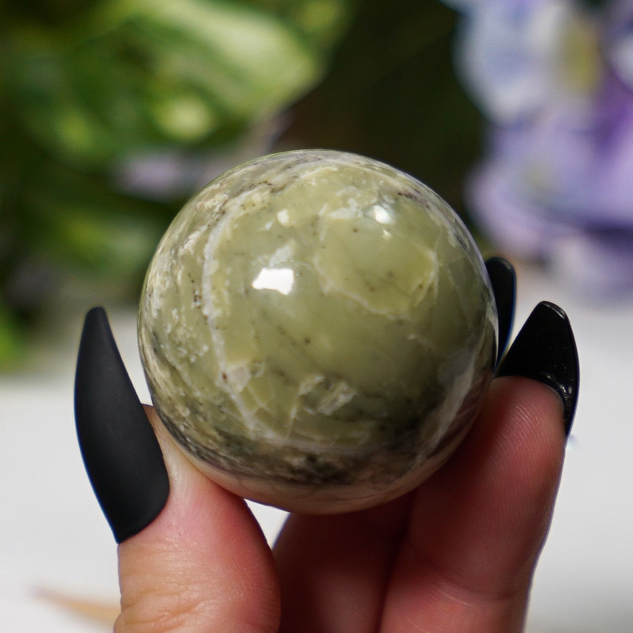Pastel Green Serpentine Sphere