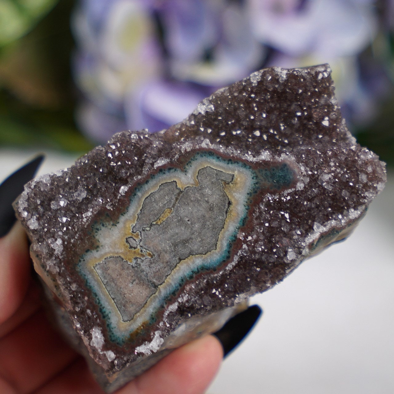 Teal Maroon Amethyst Eye