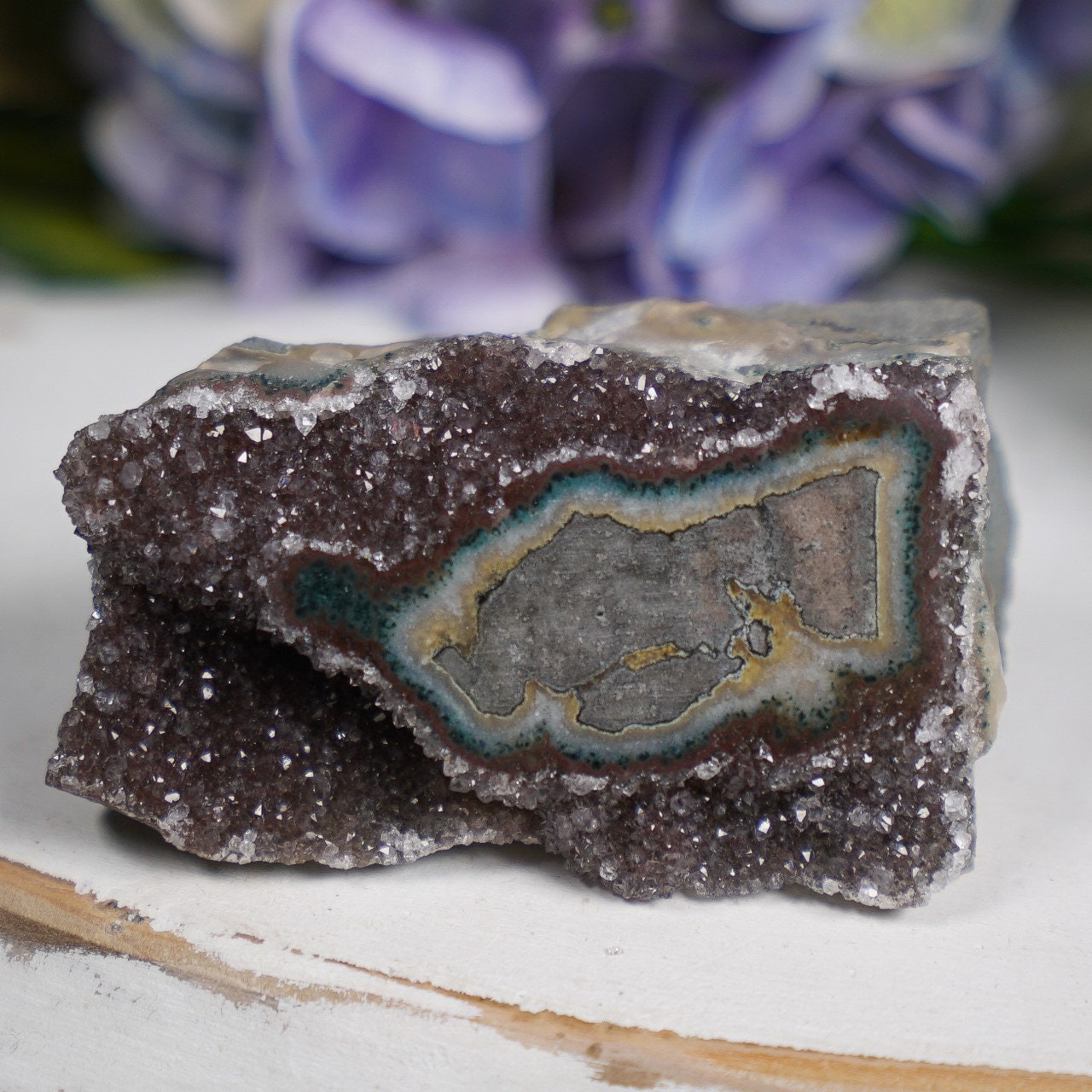Teal Maroon Amethyst Eye