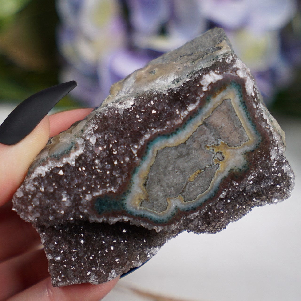 Teal Maroon Amethyst Eye